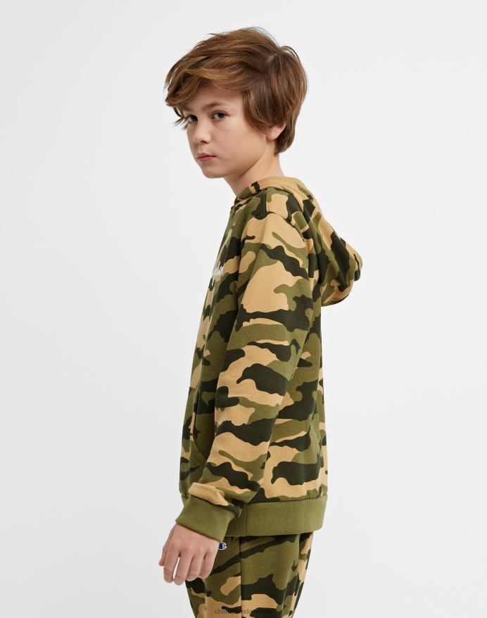Champion stor hættetrøje til børn over hele camo print script logo V6J661824 camo