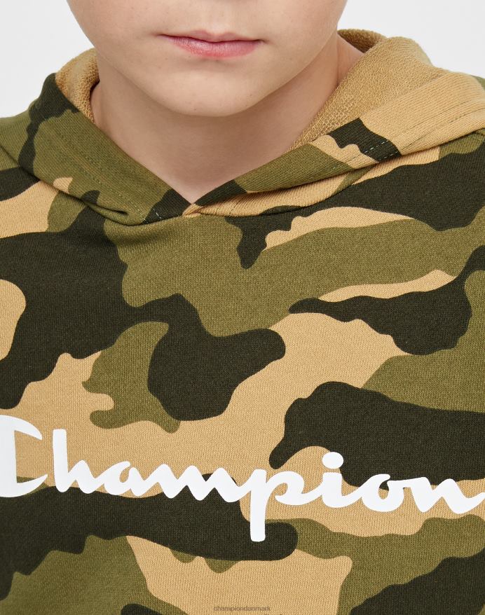 Champion stor hættetrøje til børn over hele camo print script logo V6J661824 camo