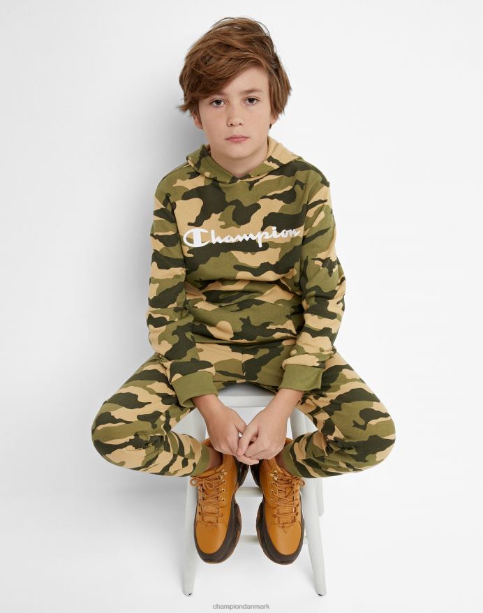Champion stor hættetrøje til børn over hele camo print script logo V6J661824 camo