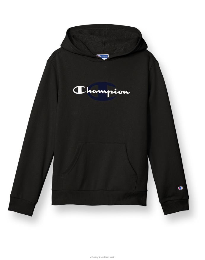 Champion store børns fransk frotté grafisk drenge hættetrøje klassisk script & c V6J661826 sort