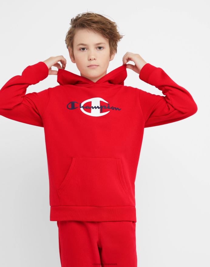 Champion store børns fransk frotté grafisk drenge hættetrøje klassisk script & c V6J661827 rød
