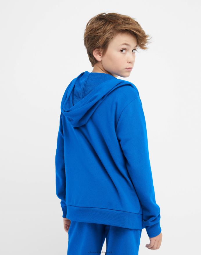 Champion store børns fransk frotté hættetrøje med fuld lynlås til drenge klassisk script V6J661907 bozetto blå