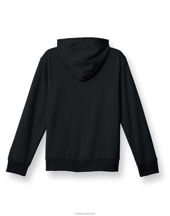 Champion store børns fransk frotté hættetrøje med fuld lynlås til drenge klassisk script V6J661908 sort