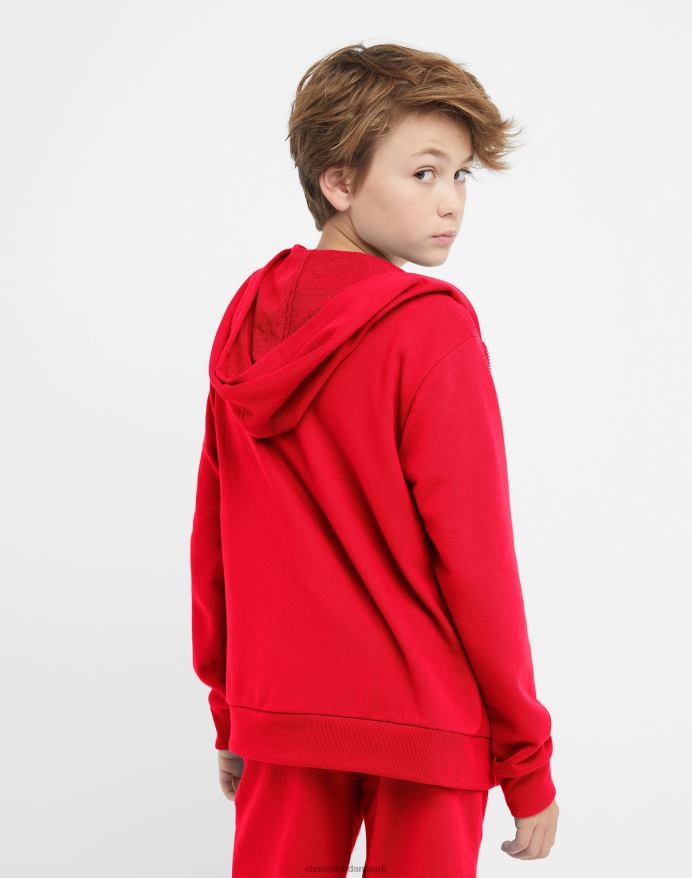 Champion store børns fransk frotté hættetrøje med fuld lynlås til drenge klassisk script V6J661909 rød