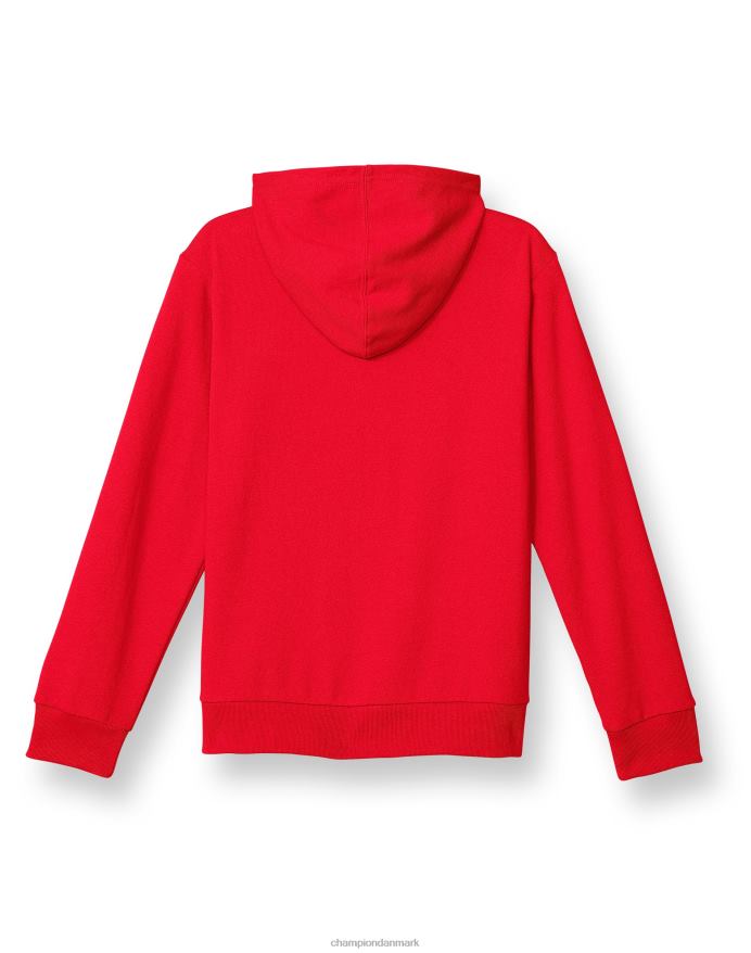 Champion store børns fransk frotté hættetrøje med fuld lynlås til drenge klassisk script V6J661909 rød