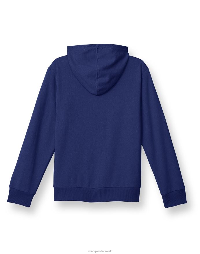 Champion store børns fransk frotté hættetrøje med fuld lynlås til drenge klassisk script V6J661910 atletisk flåde