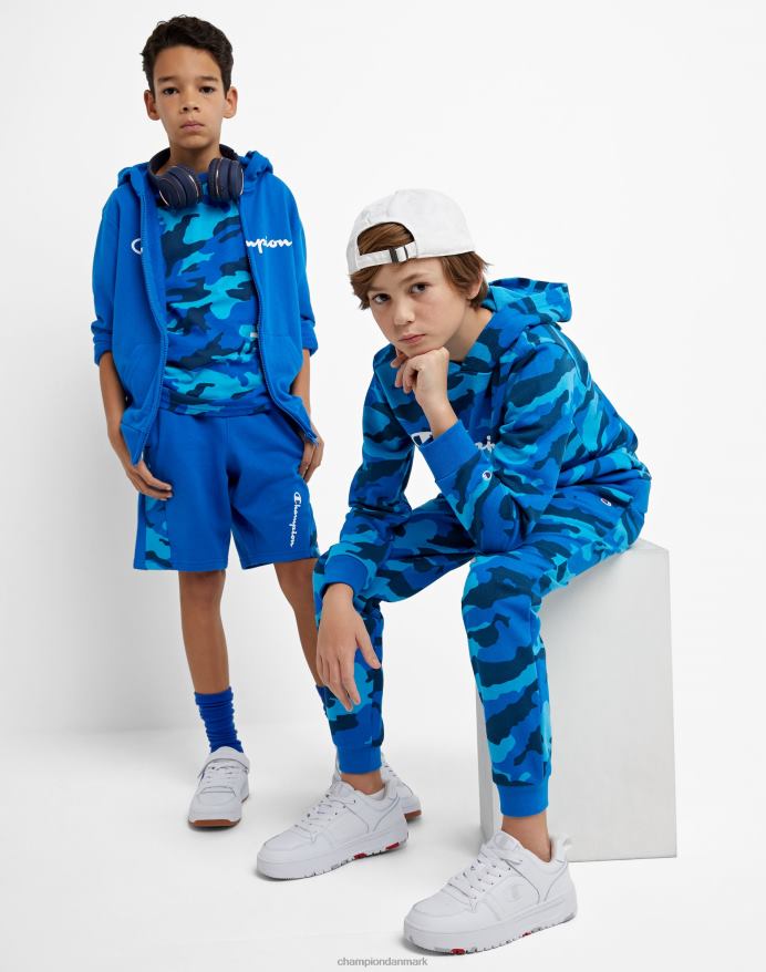 Champion store børns franske frotté-shorts til drenge camo print 8 V6J661871 bozetto blå camo