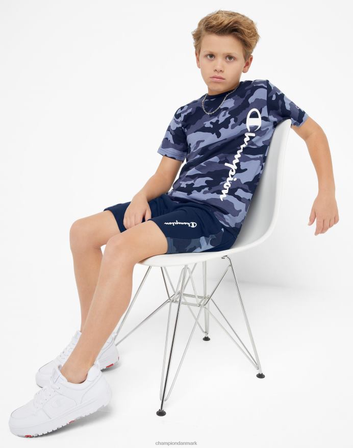 Champion store børns franske frotté-shorts til drenge camo print 8 V6J661872 marineblå camo