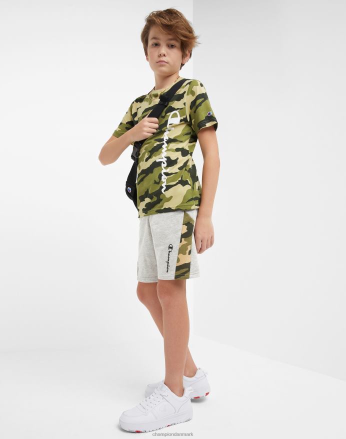 Champion store børns franske frotté-shorts til drenge camo print 8 V6J661873 oxford grå lyng/camo