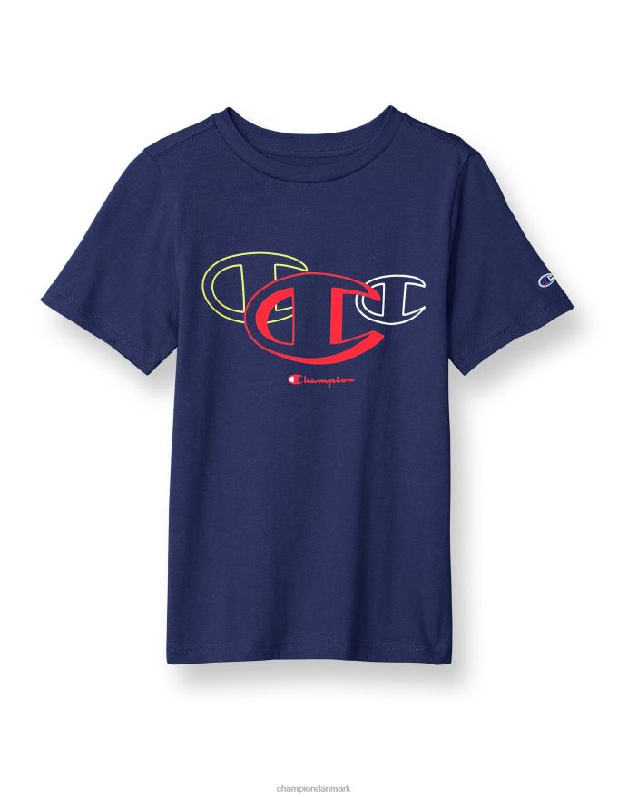 Champion stor bomulds-t-shirt til børn med tre c'er-logo V6J661844 atletisk flåde