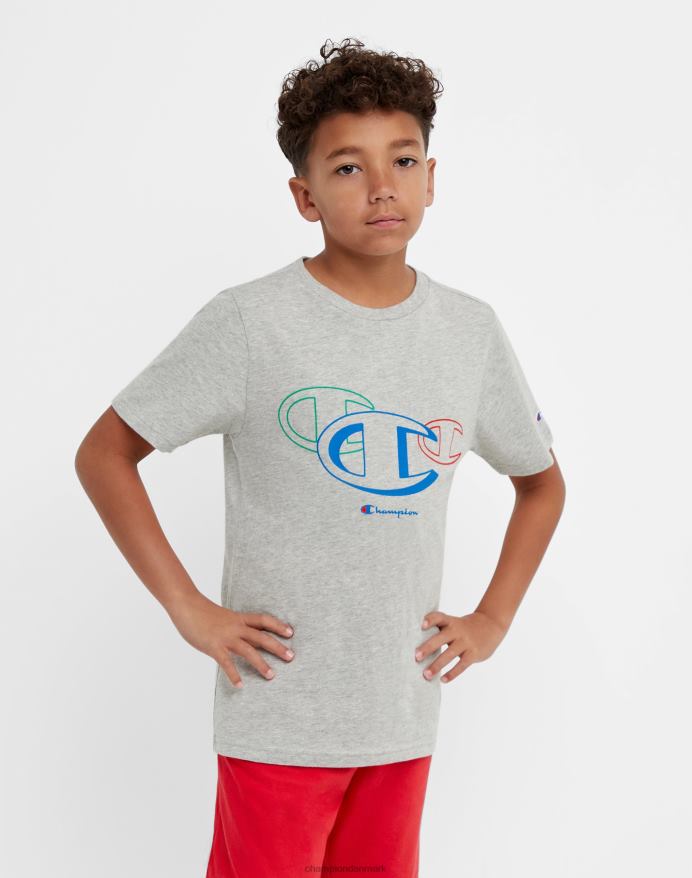 Champion stor bomulds-t-shirt til børn med tre c'er-logo V6J661845 oxford grå lyng