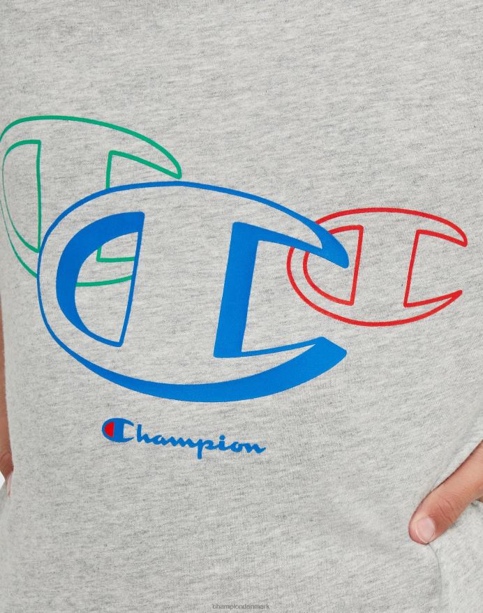 Champion stor bomulds-t-shirt til børn med tre c\'er-logo V6J661845 oxford grå lyng