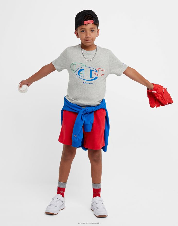 Champion stor bomulds-t-shirt til børn med tre c\'er-logo V6J661845 oxford grå lyng