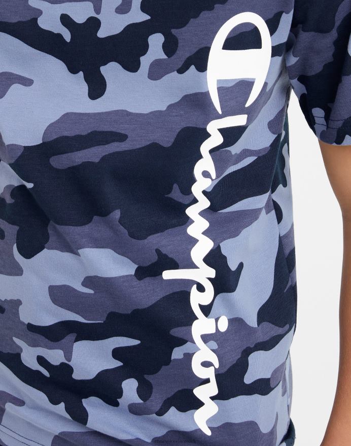 Champion store børne-t-shirt i bomuld med korte ærmer til drenge over hele camo-print V6J661848 marineblå camo