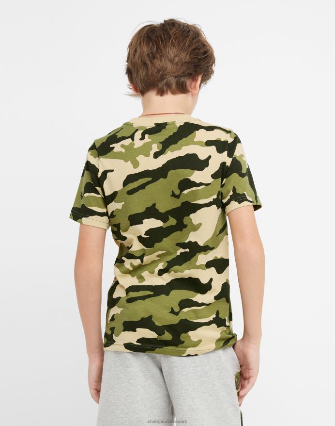 Champion store børne-t-shirt i bomuld med korte ærmer til drenge over hele camo-print V6J661849 camo