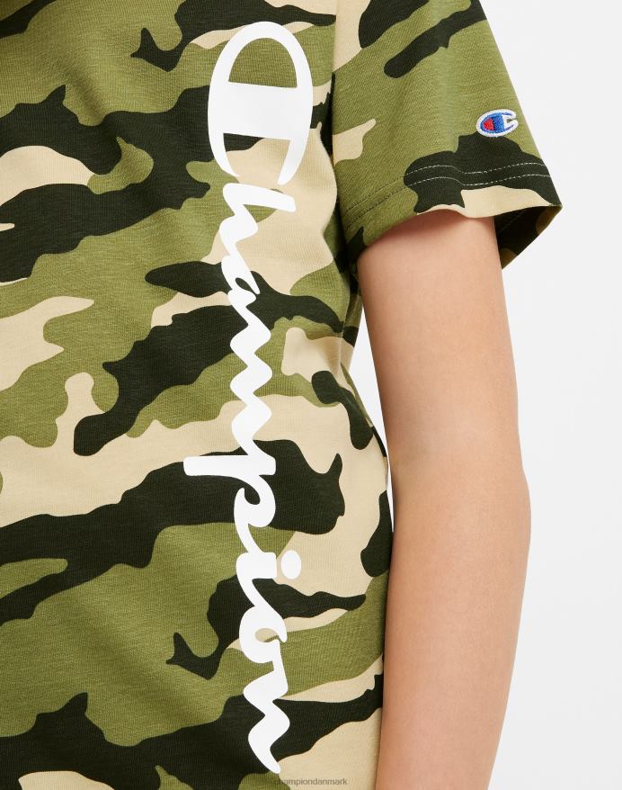 Champion store børne-t-shirt i bomuld med korte ærmer til drenge over hele camo-print V6J661849 camo