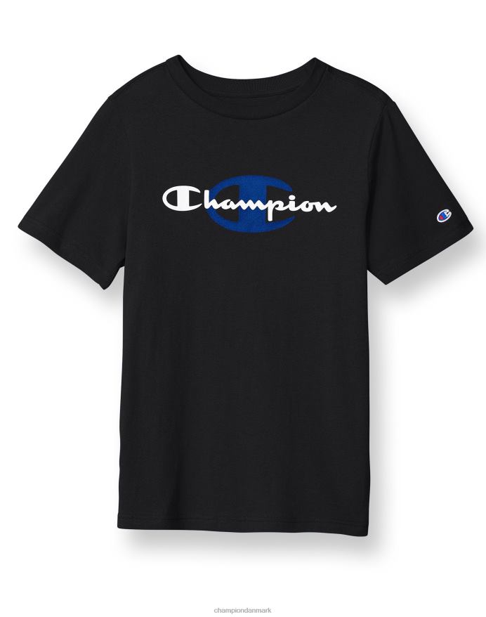 Champion store børns korte ærmer t-shirt til drenge script over store c V6J661850 sort