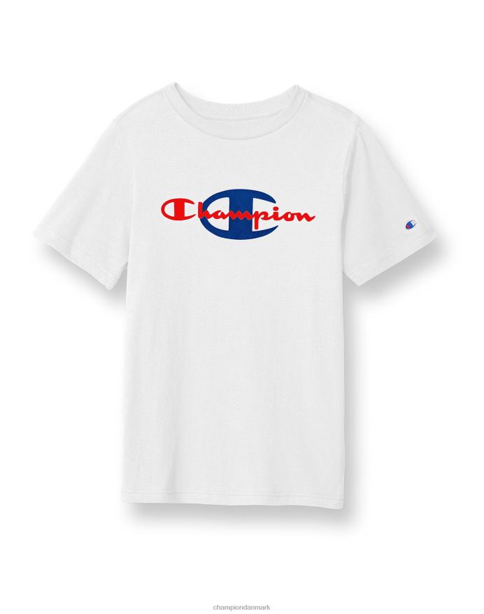 Champion store børns korte ærmer t-shirt til drenge script over store c V6J661851 hvid
