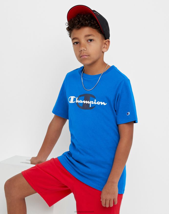 Champion store børns korte ærmer t-shirt til drenge script over store c V6J661854 bozzetto blå