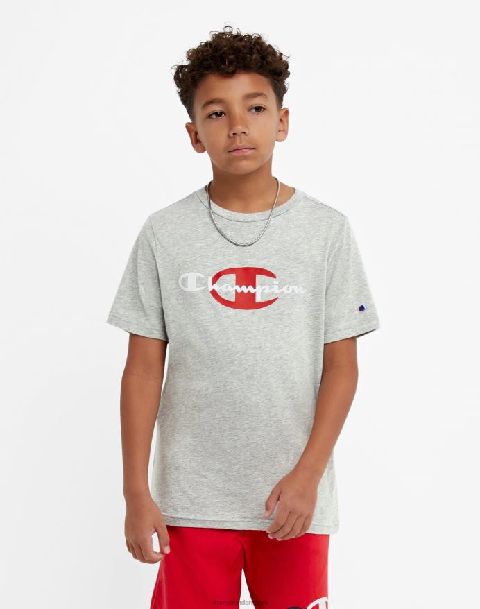 Champion store børns korte ærmer t-shirt til drenge script over store c V6J661855 oxford grå lyng
