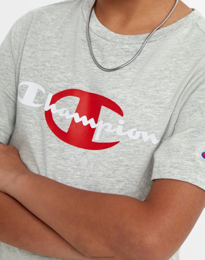 Champion store børns korte ærmer t-shirt til drenge script over store c V6J661855 oxford grå lyng
