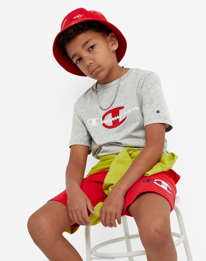 Champion store børns korte ærmer t-shirt til drenge script over store c V6J661855 oxford grå lyng