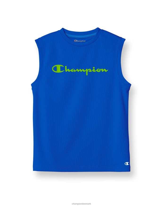 Champion store børns mesh ærmeløs tanktop til drenge med crewneck script logo V6J661846 bor i blåt