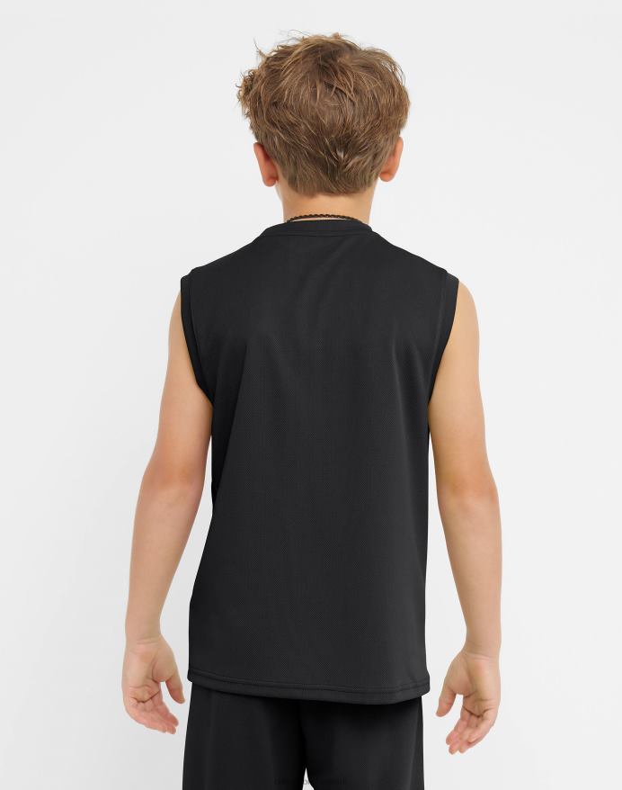 Champion store børns mesh ærmeløs tanktop til drenge med crewneck script logo V6J661847 sort