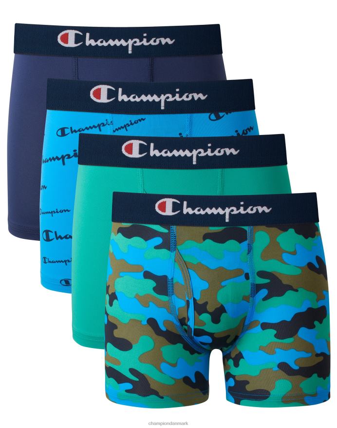 champion hverdagens aktive undertøjspakke til drenge fugttransporterende navy/script/grøn/camo 4-pack V6J661911