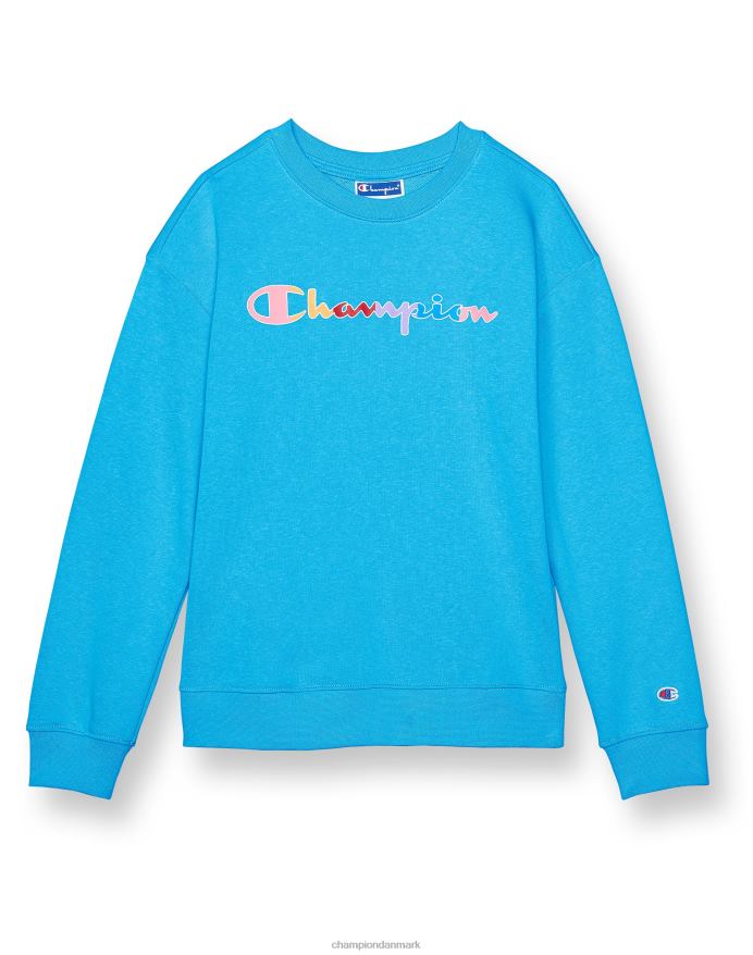 Champion store piger fransk frotté crew klassisk regnbue script V6J661772 ny pfalz blå