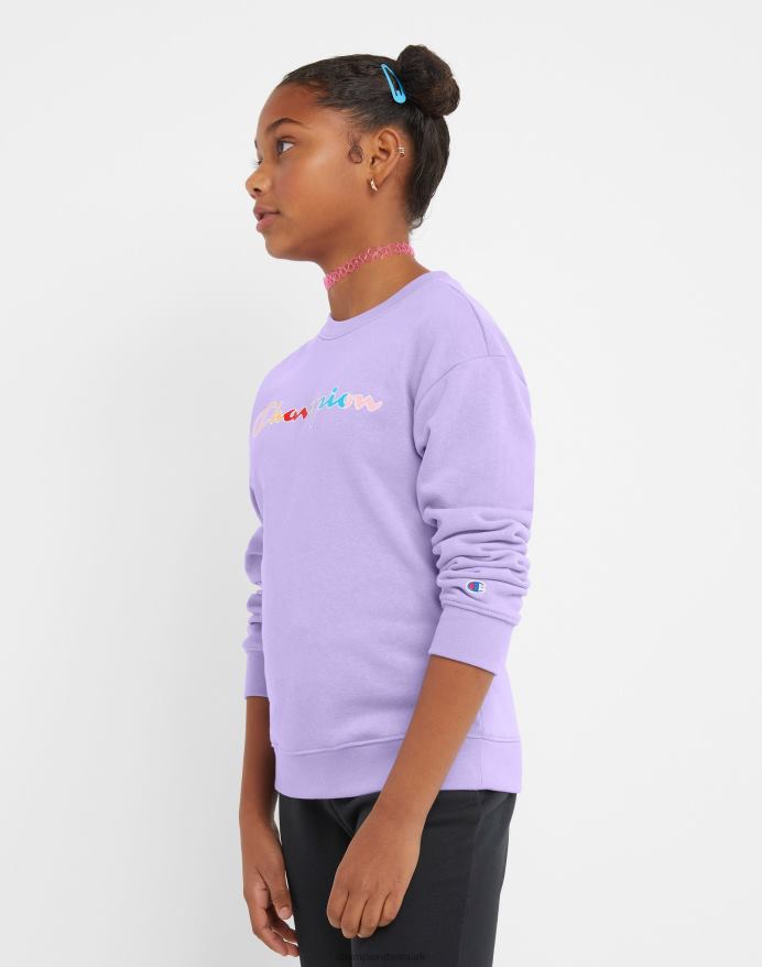 Champion store piger fransk frotté crew klassisk regnbue script V6J661774 salt lilla