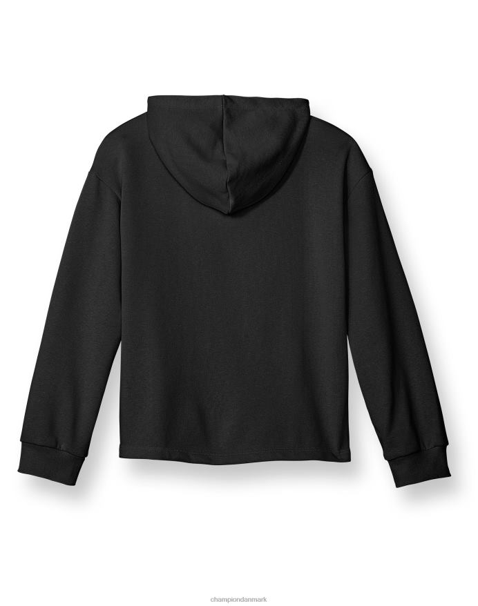Champion store piger fransk frotté hættetrøje klassisk regnbue script V6J661767 sort
