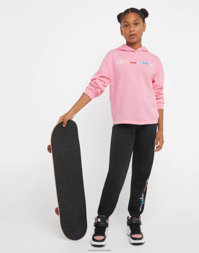 Champion store piger fransk frotté hættetrøje klassisk regnbue script V6J661769 gnist pink