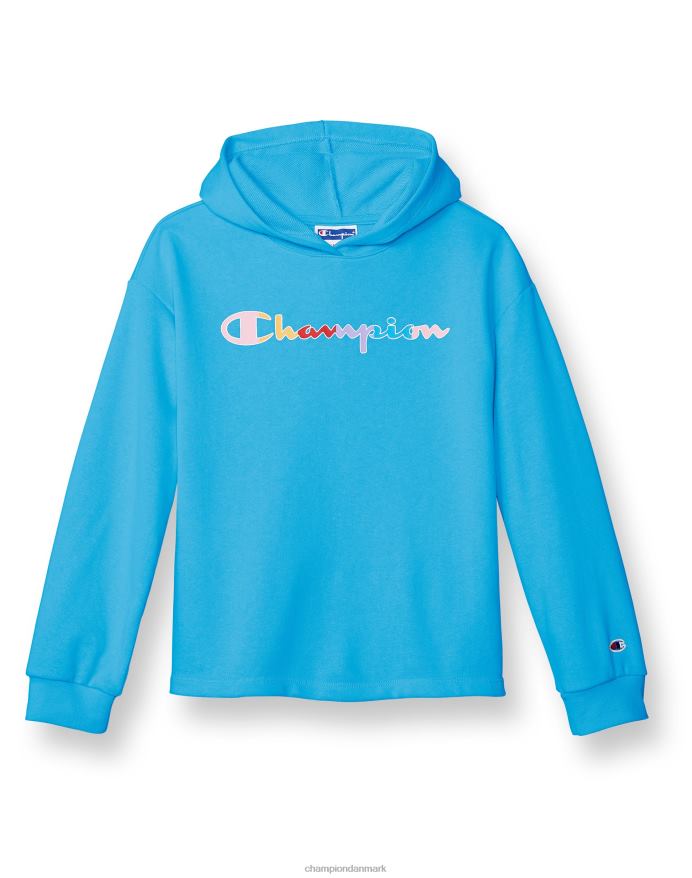 Champion store piger fransk frotté hættetrøje klassisk regnbue script V6J661770 ny pfalz blå