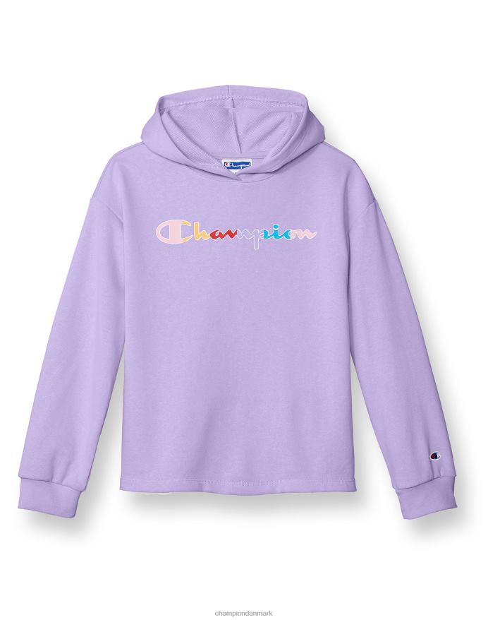 Champion store piger fransk frotté hættetrøje klassisk regnbue script V6J661771 salt lilla