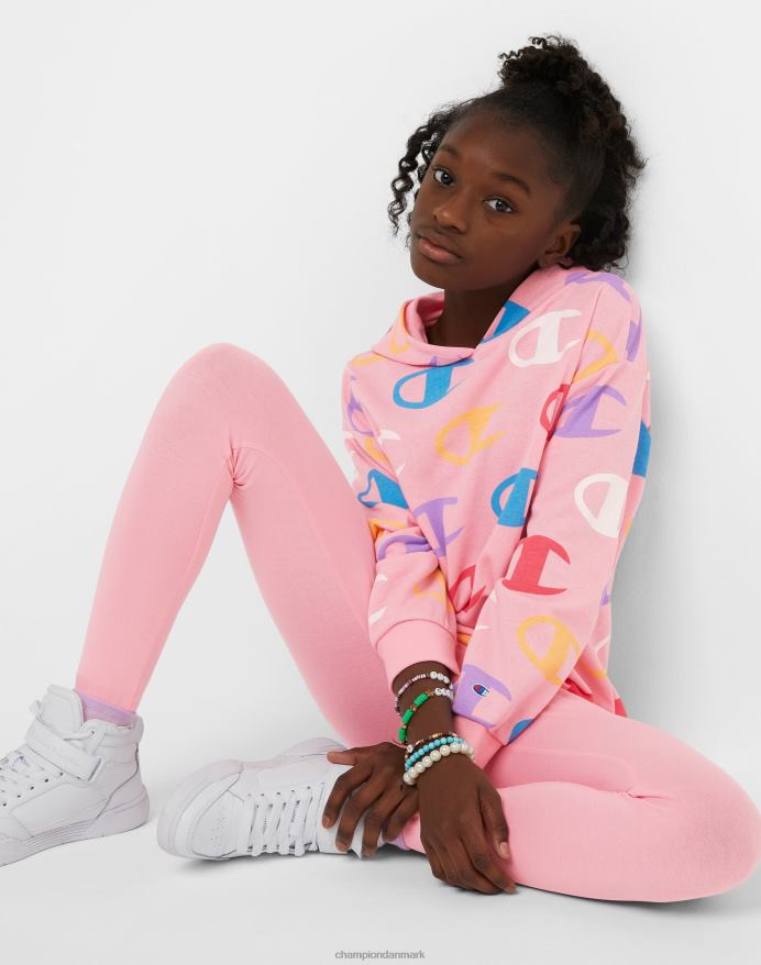 Champion store piger fransk frotté hættetrøje klassisk regnbue script med allover c print V6J661777 stor c aop pink