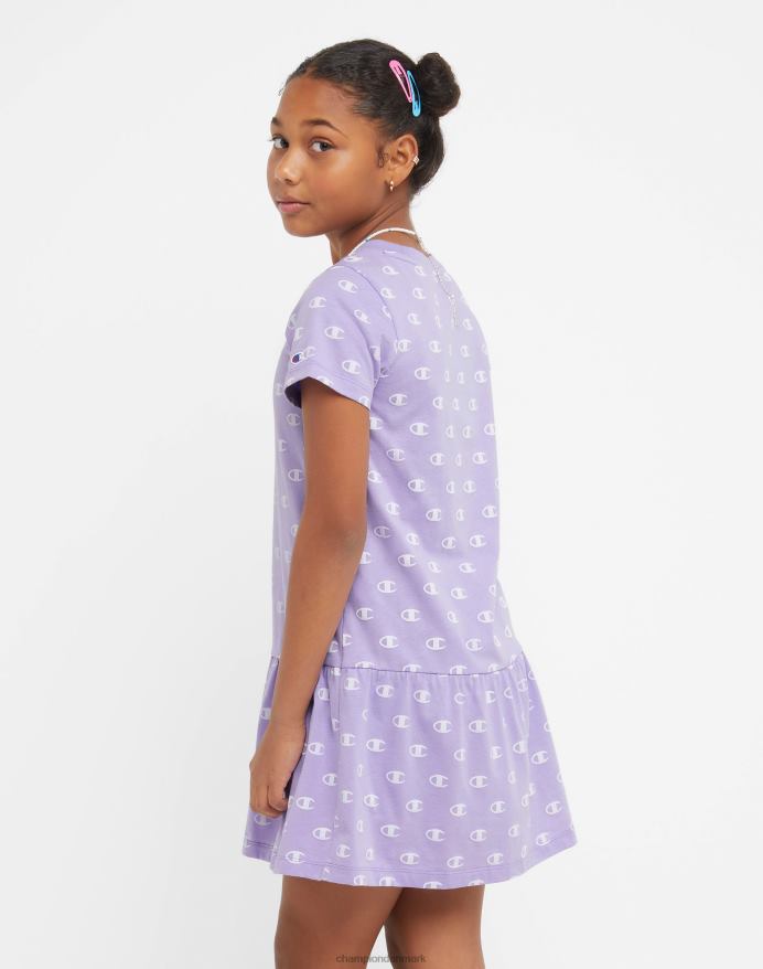 Champion store piger med flæskjole med print V6J661819 lille c aop salt lilla