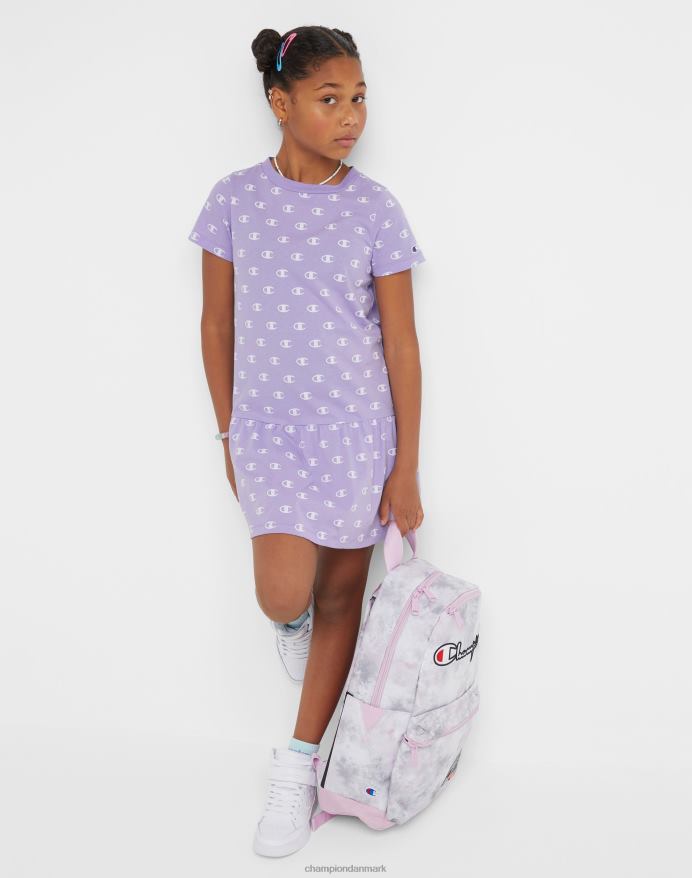 Champion store piger med flæskjole med print V6J661819 lille c aop salt lilla
