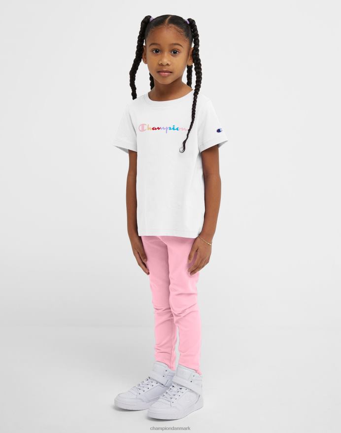 Champion klassiske t-shirts til små piger og autentiske strømpebukser, der gentager ikoniske c'er V6J661786 hvid/gnistrosa