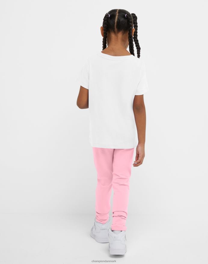 Champion klassiske t-shirts til små piger og autentiske strømpebukser, der gentager ikoniske c\'er V6J661786 hvid/gnistrosa