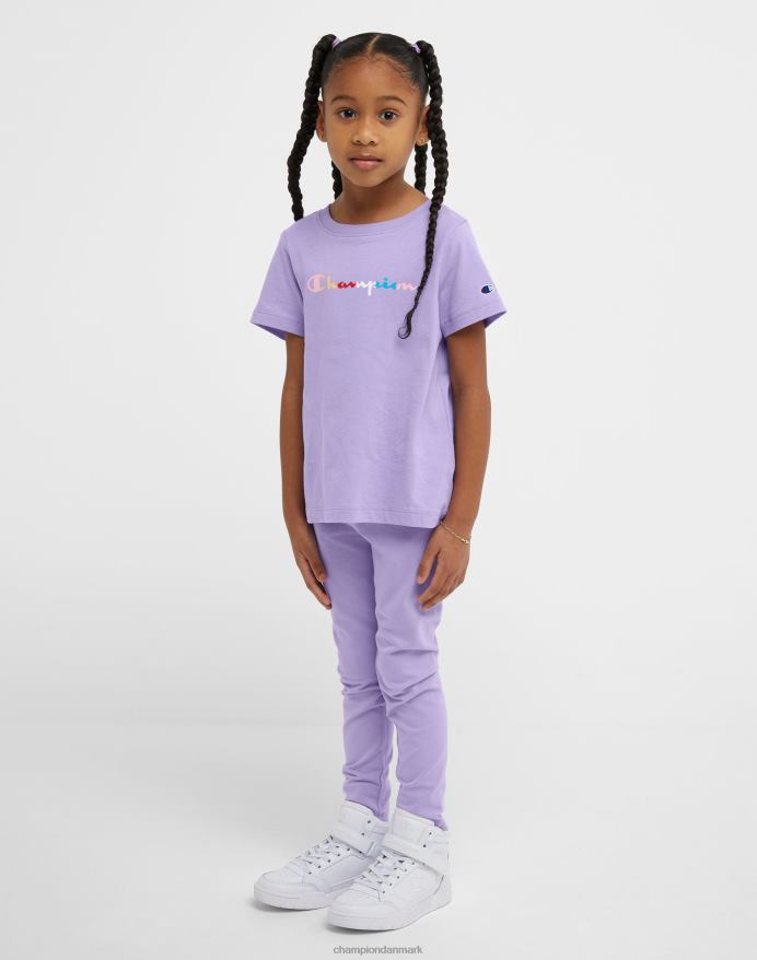 Champion klassiske t-shirts til små piger og autentiske strømpebukser, der gentager ikoniske c'er V6J661787 salt lilla