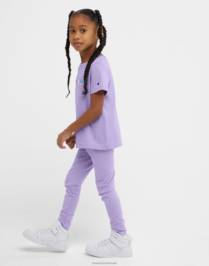Champion klassiske t-shirts til små piger og autentiske strømpebukser, der gentager ikoniske c\'er V6J661787 salt lilla