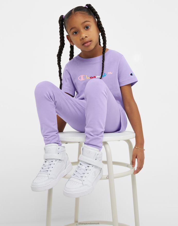 Champion klassiske t-shirts til små piger og autentiske strømpebukser, der gentager ikoniske c\'er V6J661787 salt lilla