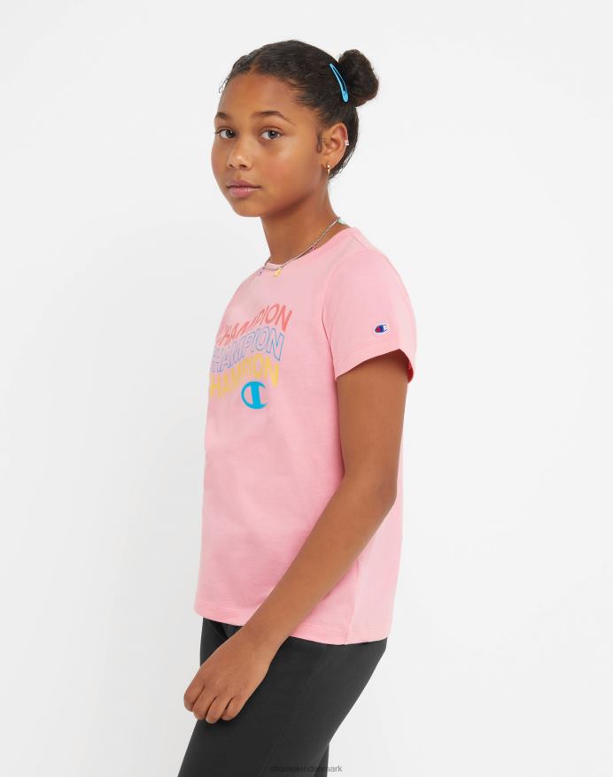 Champion stor t-shirt i bomuld til piger med buet bølgelogo V6J661791 gnist pink