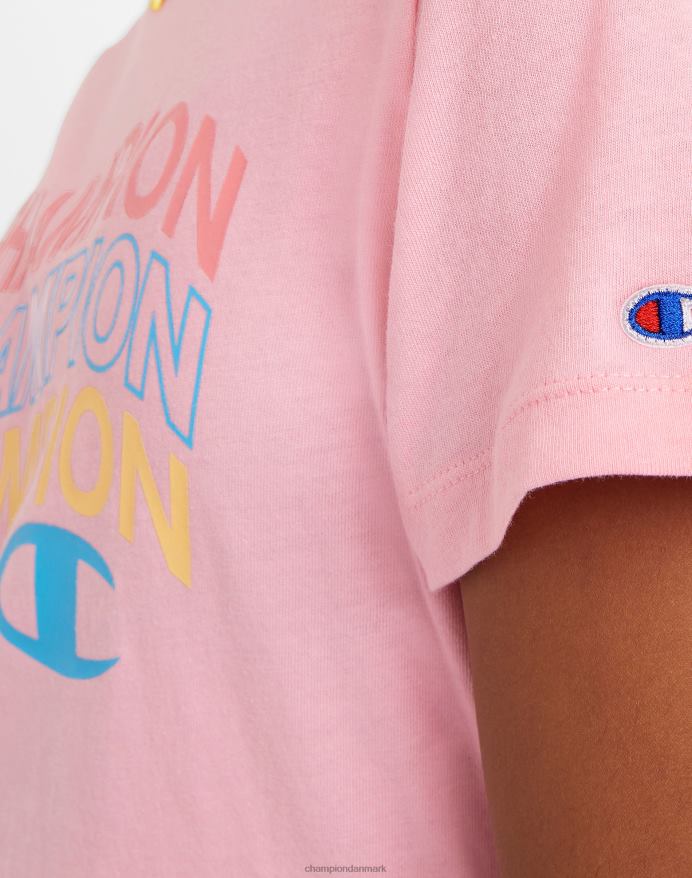 Champion stor t-shirt i bomuld til piger med buet bølgelogo V6J661791 gnist pink