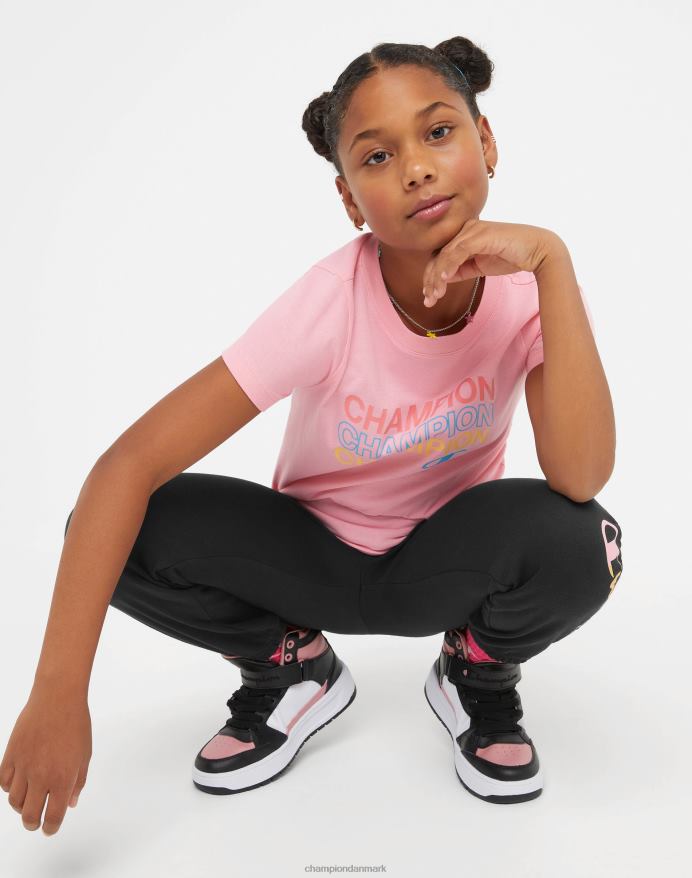 Champion stor t-shirt i bomuld til piger med buet bølgelogo V6J661791 gnist pink