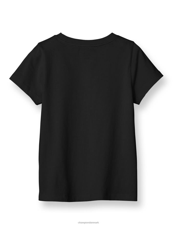 Champion stor t-shirt i bomuld til piger med buet bølgelogo V6J661792 sort