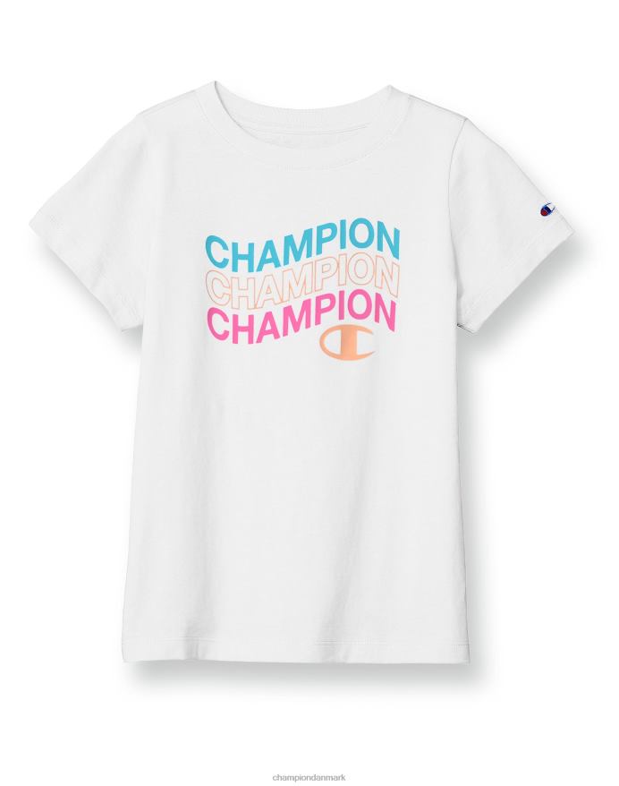 Champion stor t-shirt i bomuld til piger med buet bølgelogo V6J661793 hvid