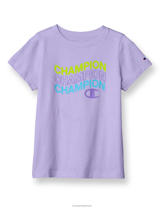 Champion stor t-shirt i bomuld til piger med buet bølgelogo V6J661794 salt lilla