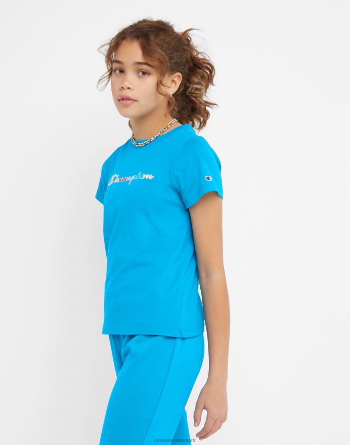 Champion store pigers klassiske regnbue-t-shirt V6J661788 ny pfalz blå